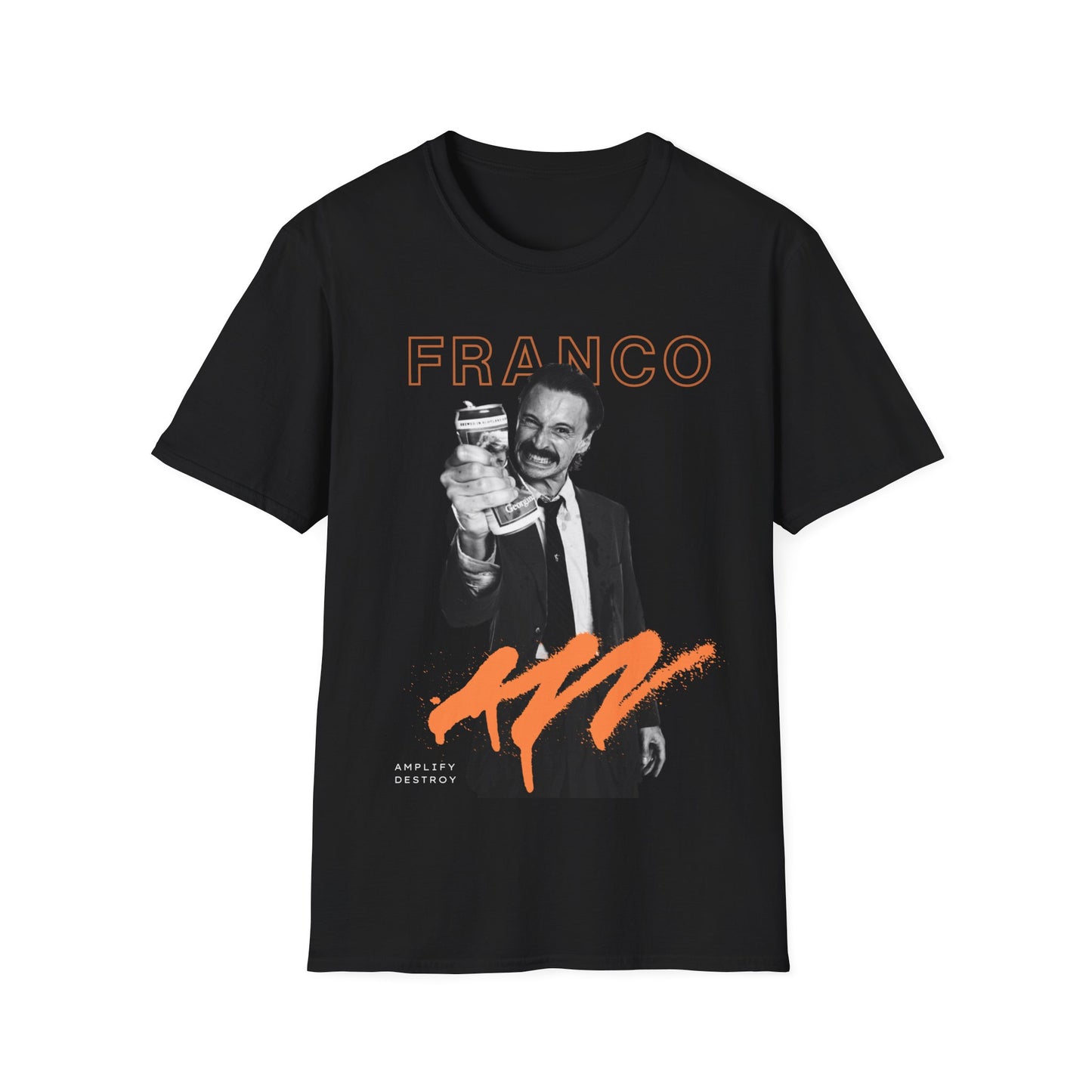 FRANCO Classic Fit AmplifyDestroy Print Tee Shirt Begbie Trainspotting 90s Brit Movie