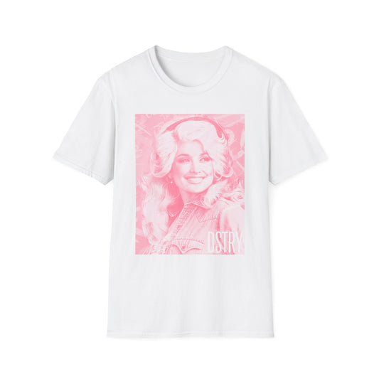 DOLLY Classic Fit AmplifyDestroy Print Tee Shirt Dolly Parton Pink White