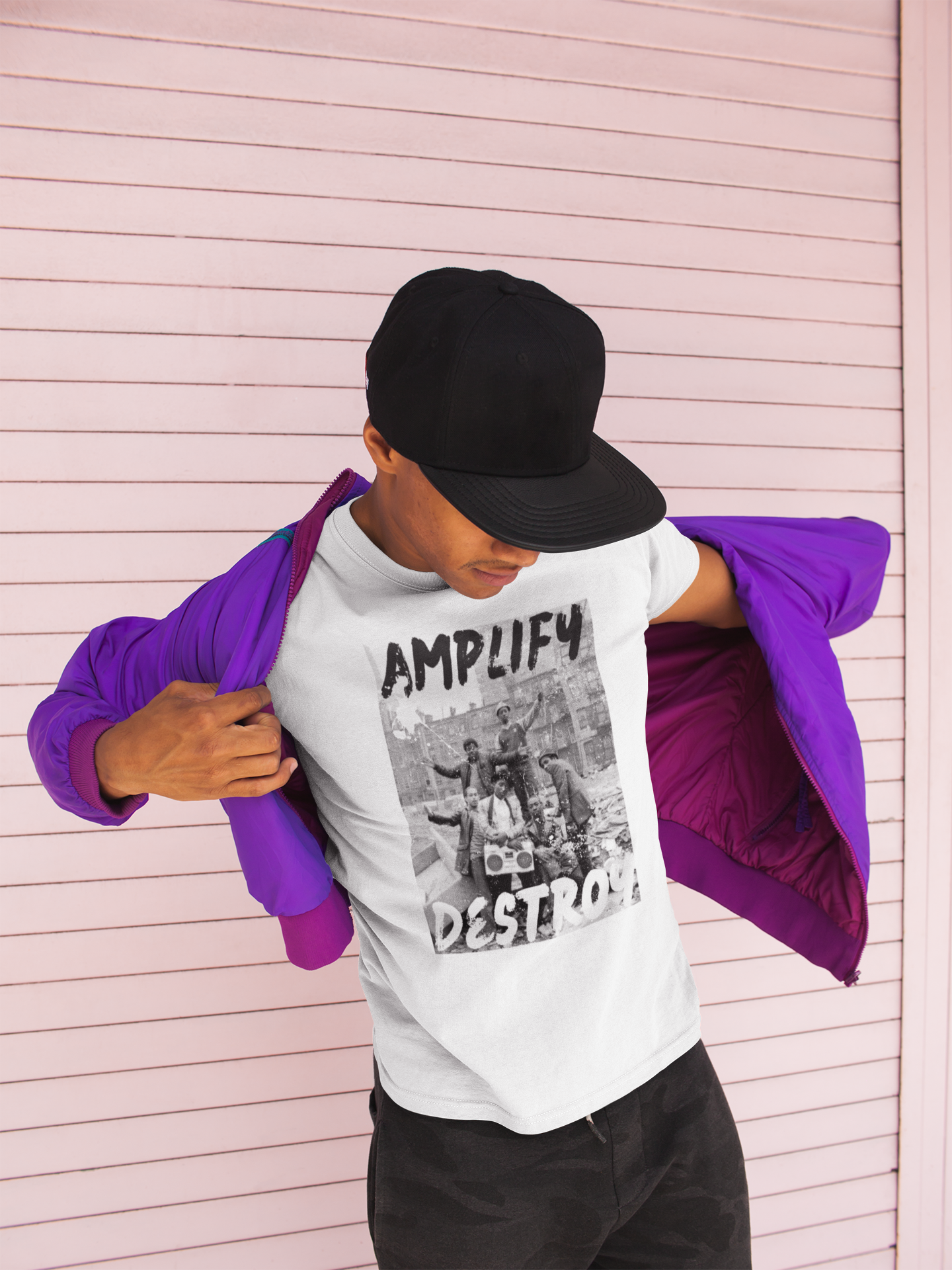 HARLEM Classic Fit AmplifyDestroy Print Tee Shirt