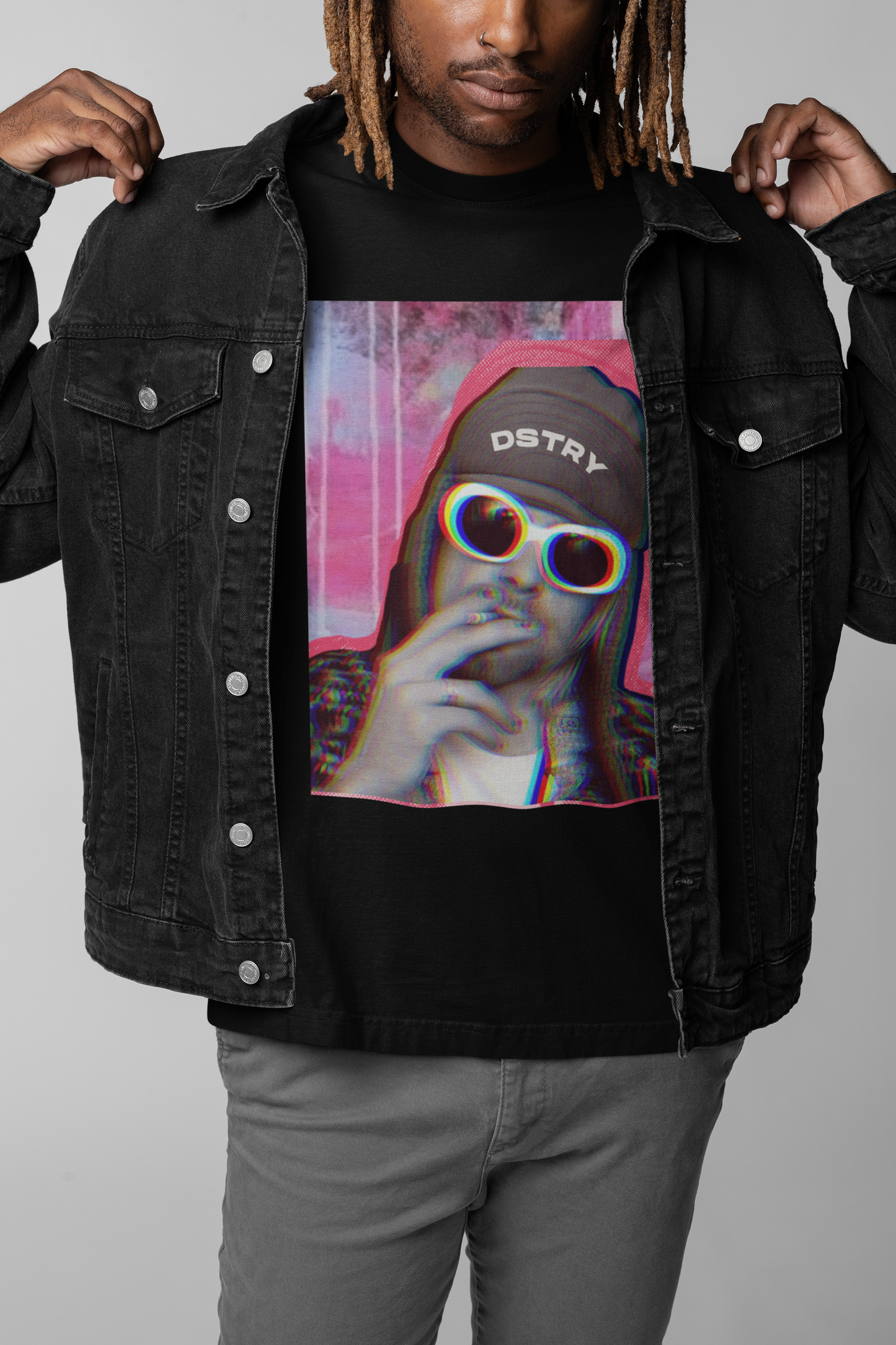 KURT Classic Fit AmplifyDestroy Print Tee Shirt Kurt Cobain 90s Rock Tee Grunge Nirvana Band
