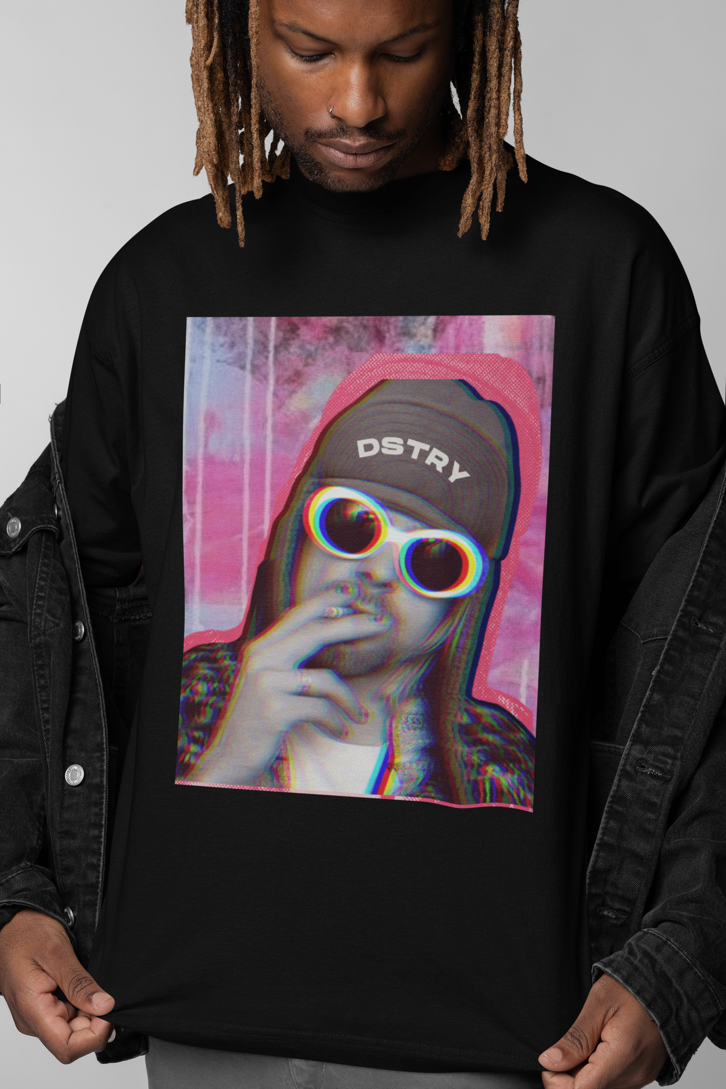 KURT Classic Fit AmplifyDestroy Print Tee Shirt Kurt Cobain 90s Rock Tee Grunge Nirvana Band