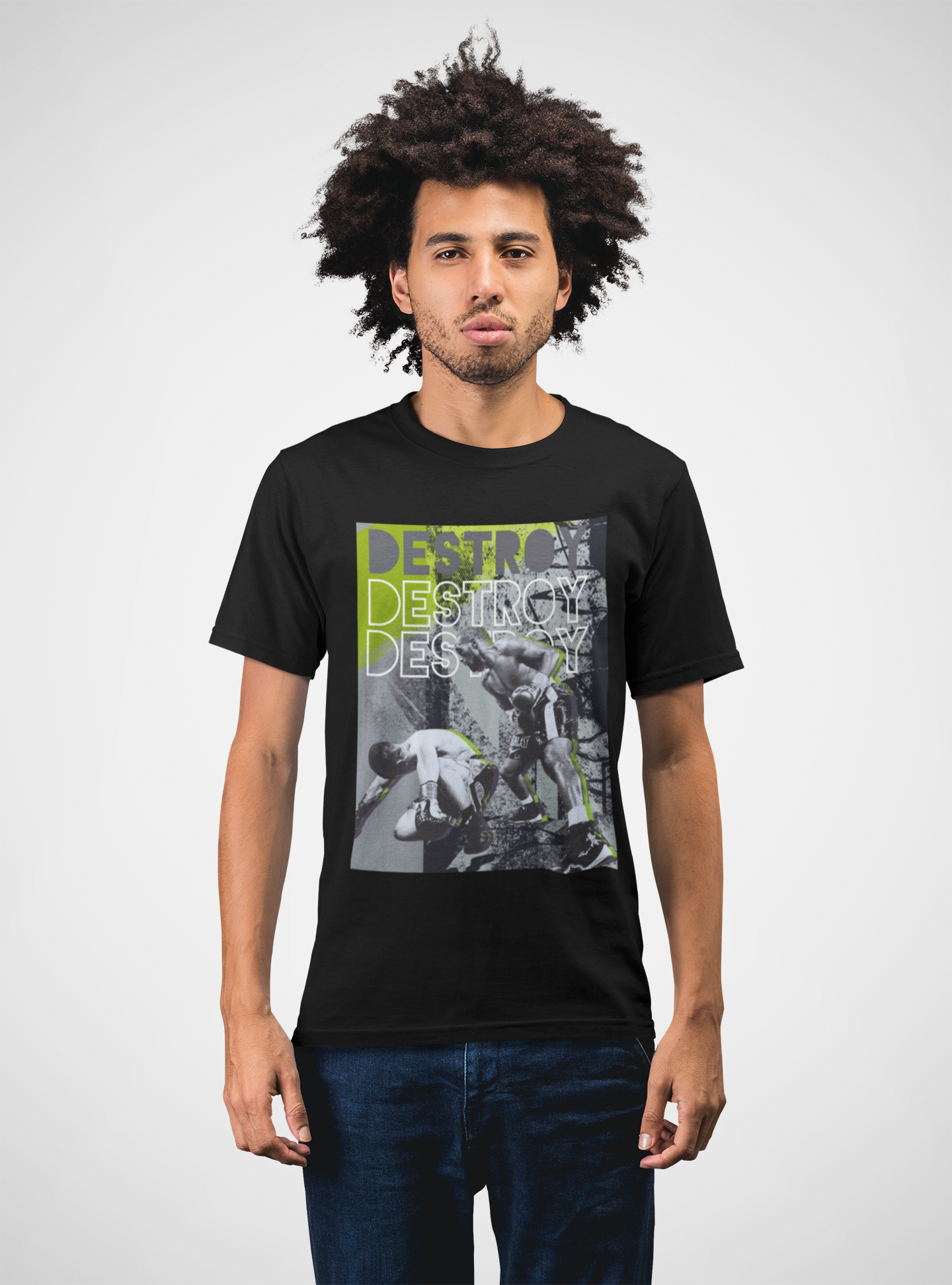 UNDISPUTED Classic Fit AmplifyDestroy Print Bold Graphic Tee for Boxing Martial Arts Lovers, Workout Apparel, Motivational Gift, Athletic Wear, Gym Shirt