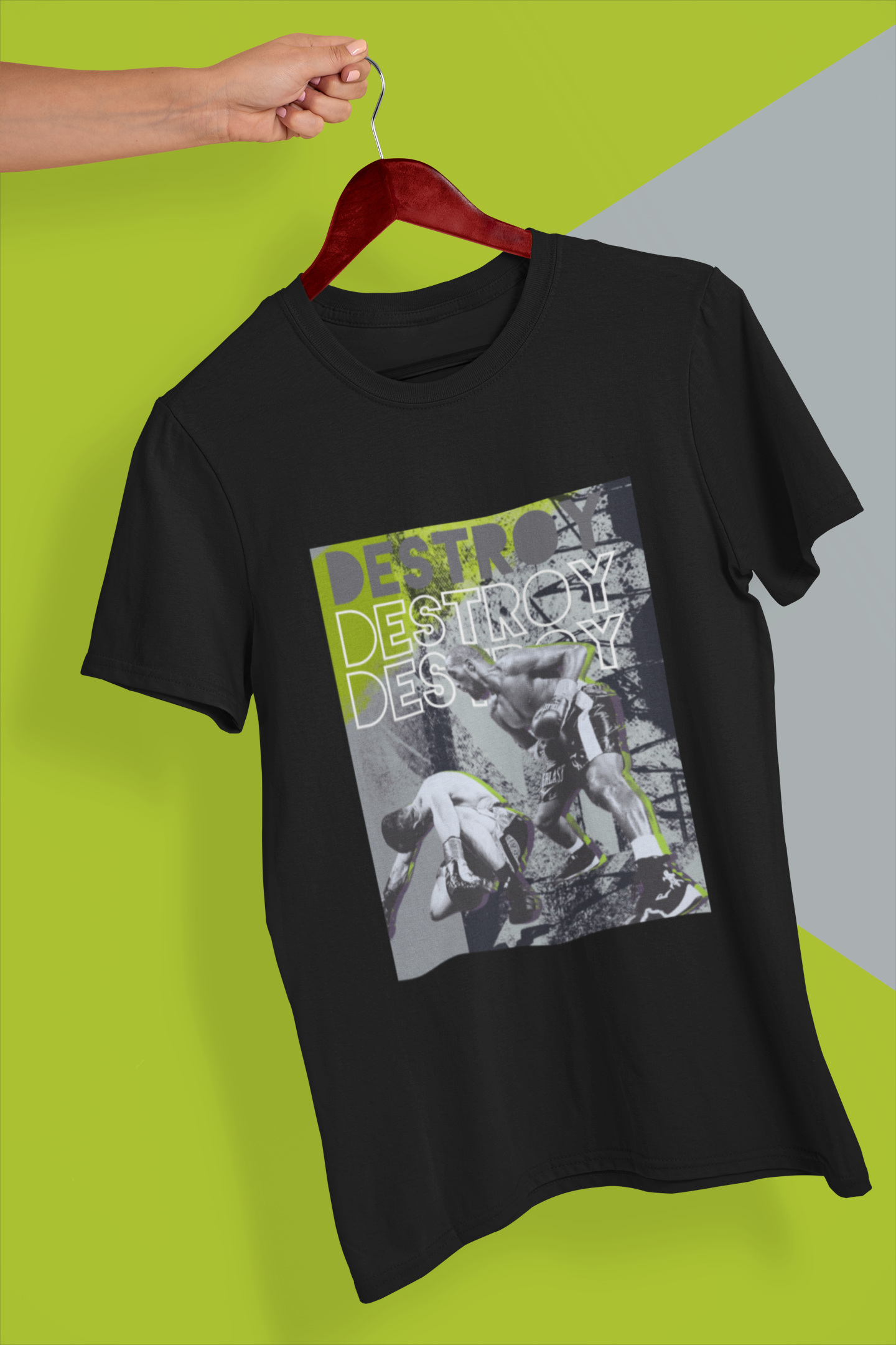 UNDISPUTED Classic Fit AmplifyDestroy Print Bold Graphic Tee for Boxing Martial Arts Lovers, Workout Apparel, Motivational Gift, Athletic Wear, Gym Shirt
