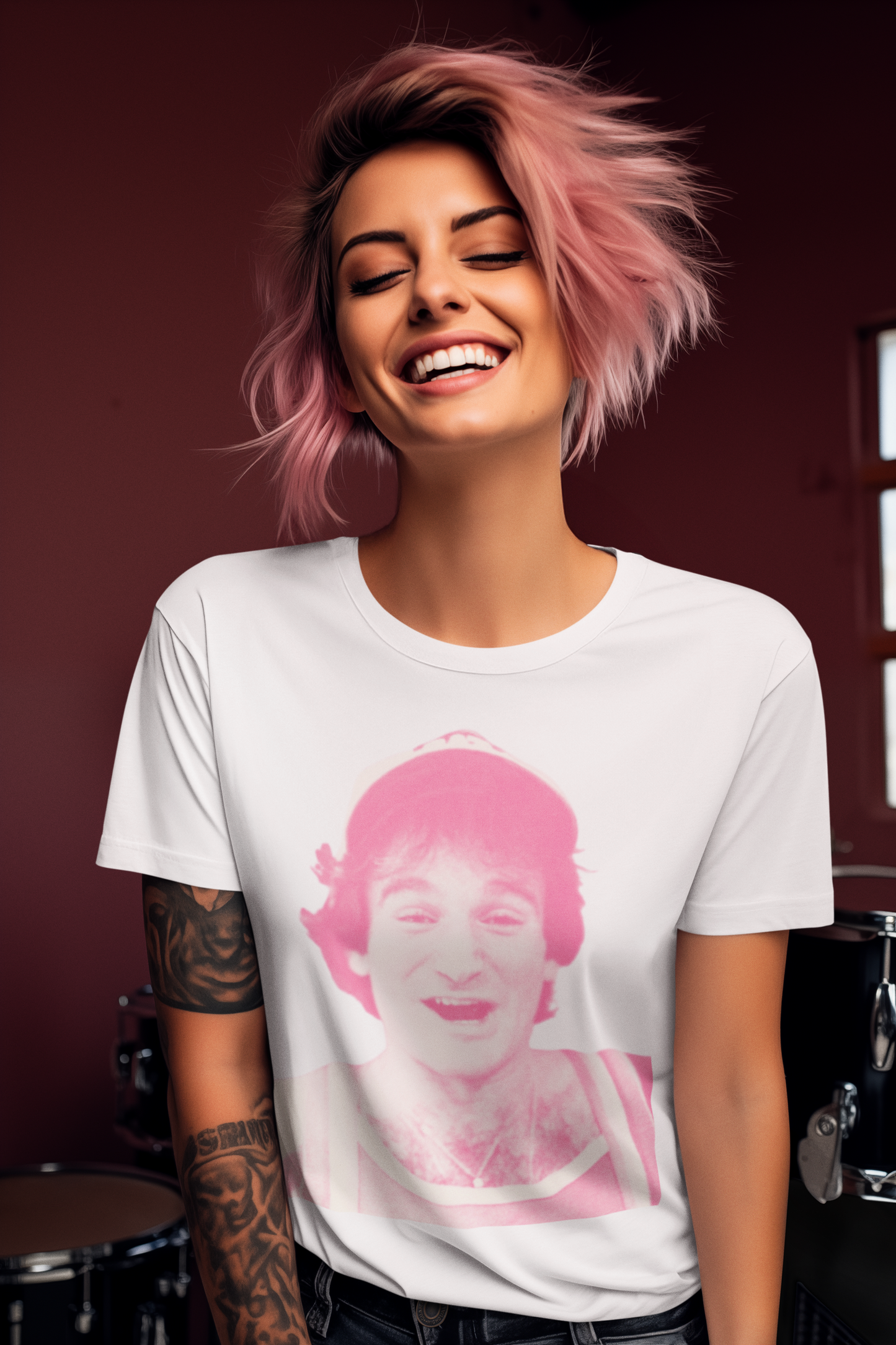 ROBIN Classic Fit AmplifyDestroy Print Tee Shirt Robin Williams Comedy Womens Mens White