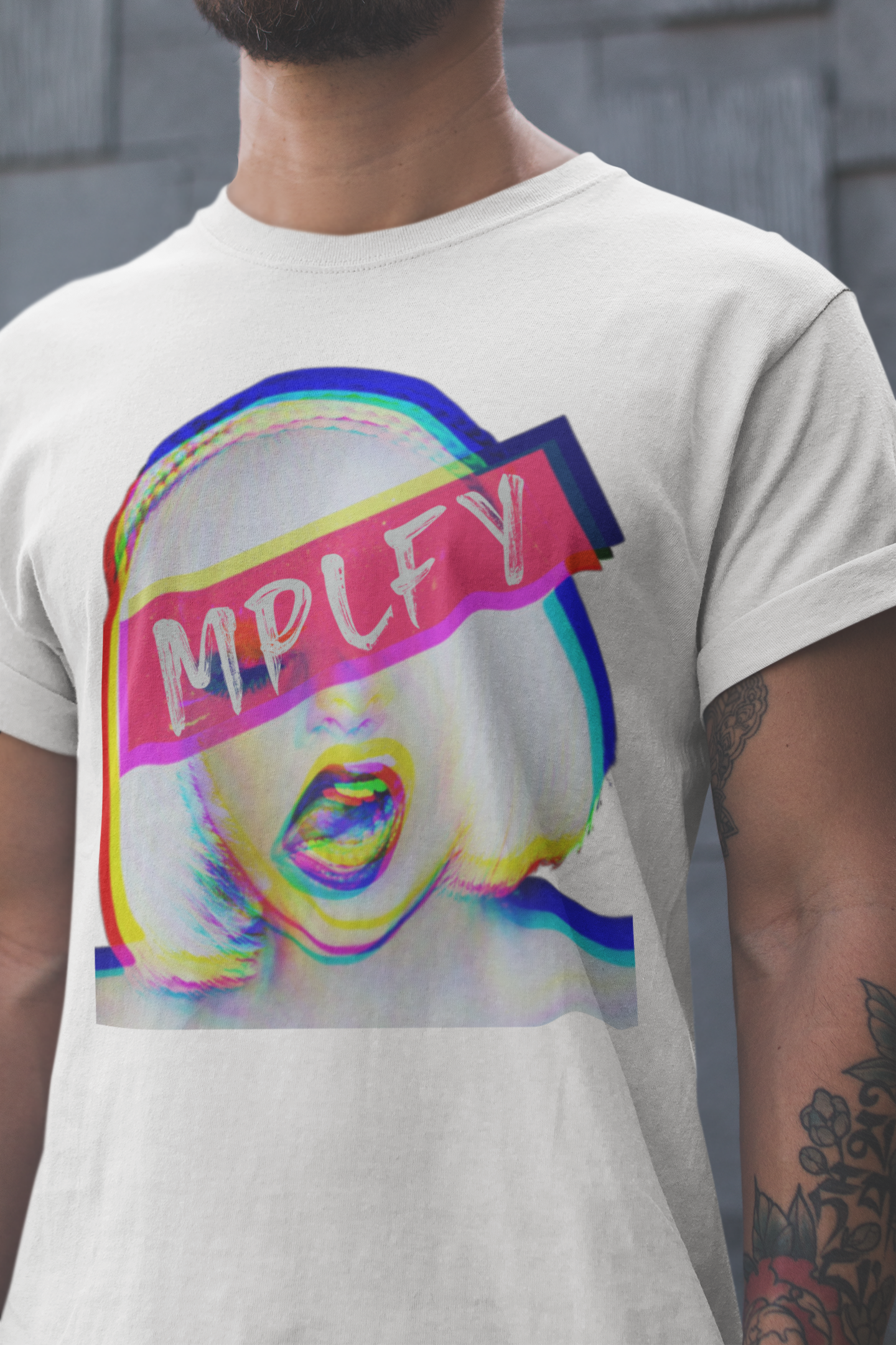 LADY Classic Fit AmplifyDestroy  Print Tee Shirt Vibrant Graphic Tee, Stylish Unisex T-Shirt, Casual Wear, Gift for Music Lovers, Streetwear
