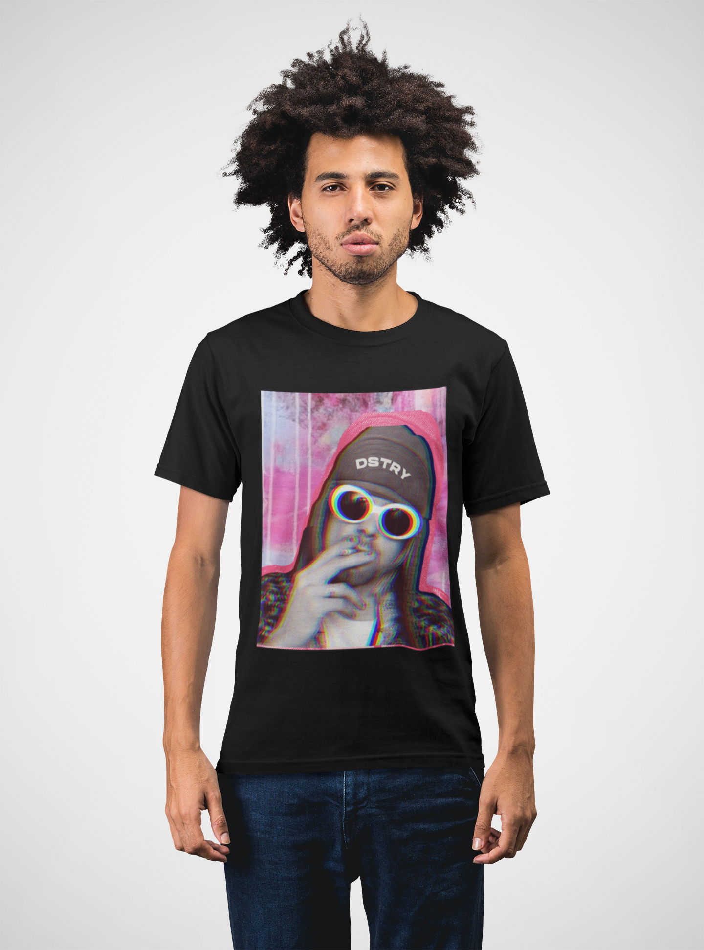 KURT Classic Fit AmplifyDestroy Print Tee Shirt Kurt Cobain 90s Rock Tee Grunge Nirvana Band