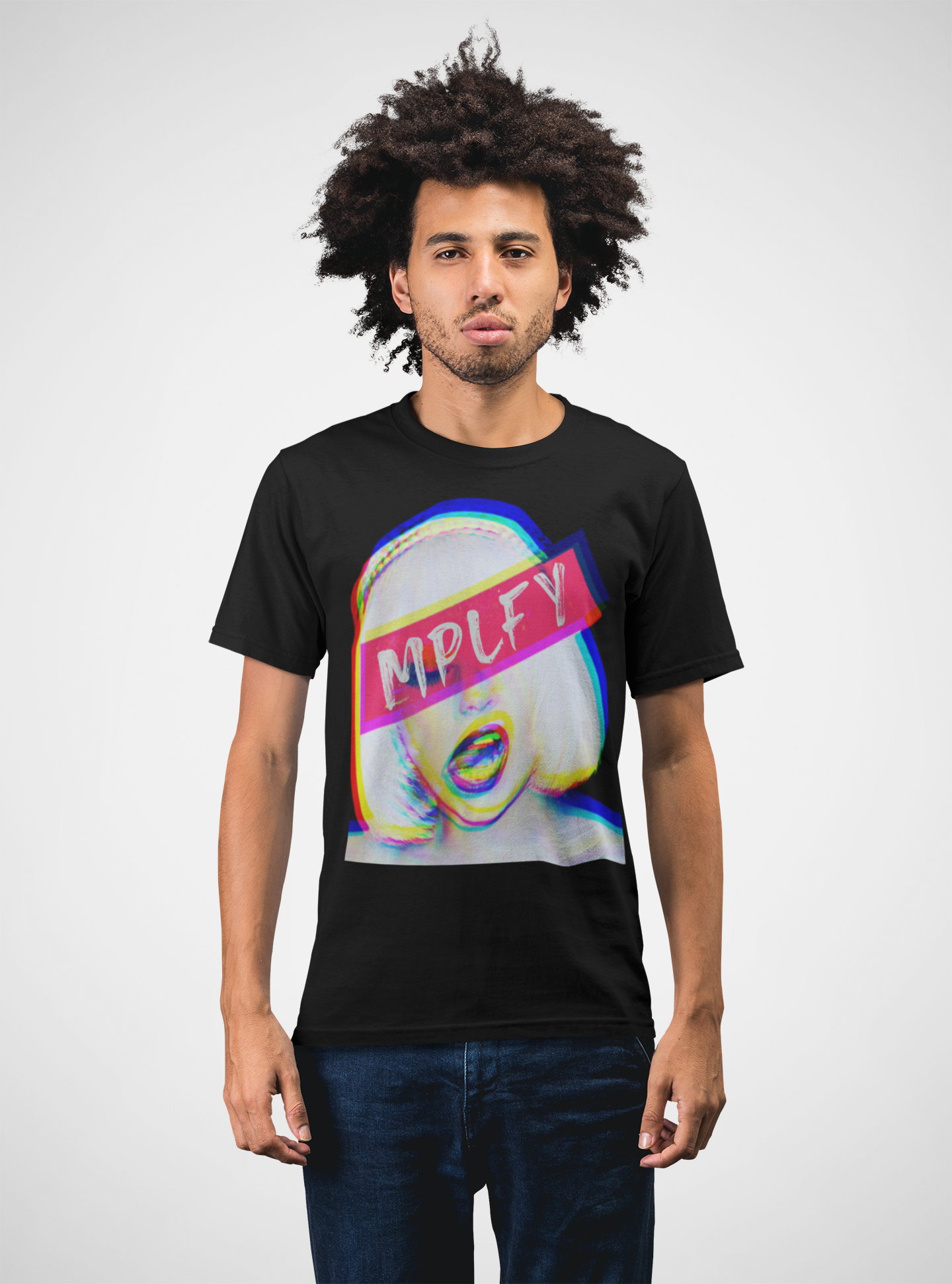 LADY Classic Fit AmplifyDestroy  Print Tee Shirt Vibrant Graphic Tee, Stylish Unisex T-Shirt, Casual Wear, Gift for Music Lovers, Streetwear