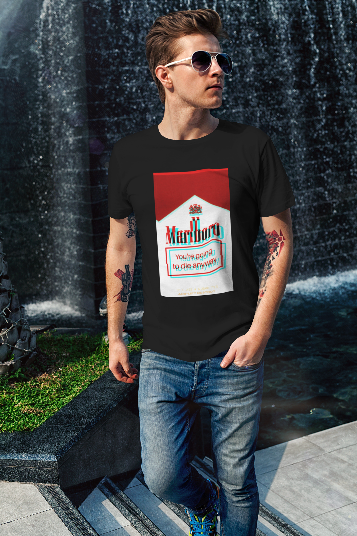 MARLBORO Classic Fit AmplifyDestroy Print Tee Shirt